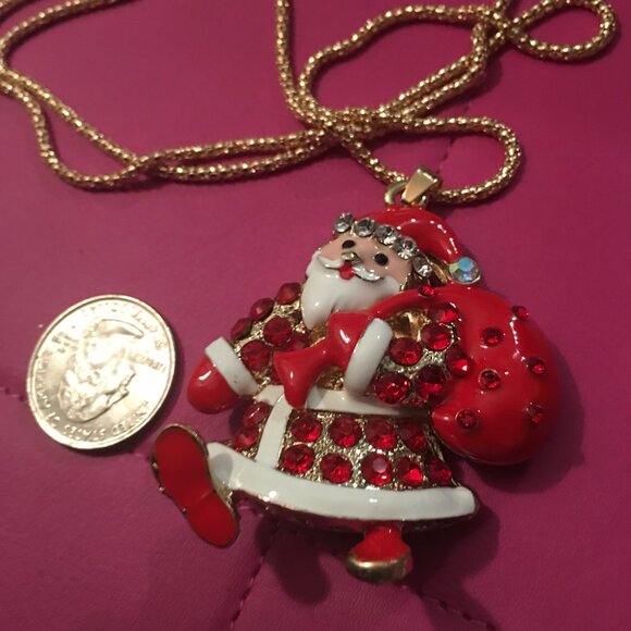 Santa & Toy Bag Christmas Necklace - costume Jewelry Drawer 6 - Picture 7 of 7
